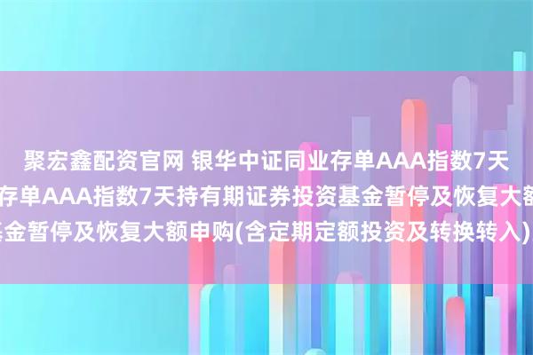 聚宏鑫配资官网 银华中证同业存单AAA指数7天持有期: 银华中证同业存单AAA指数7天持有期证券投资基金暂停及恢复大额申购(含定期定额投资及转换转入)业务的公告